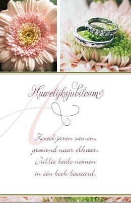 wenskaart 'Huwelijksjubileum...zoveel jaren samen'