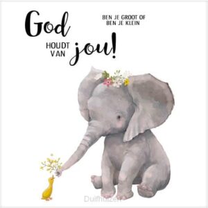 Cadeaubordje olifant God houdt van jou!