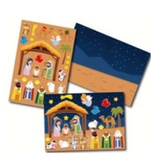 Stickervel kerststal met achtergrond
