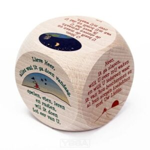 Gebedskubus (van hout) met Lieve Heer, alles wat ik ga doen...