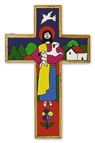 Kruisje Goede Herder (met duif /hout)